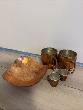 Hammered Copper-Tone Serveware Set - Warm Copper Finish